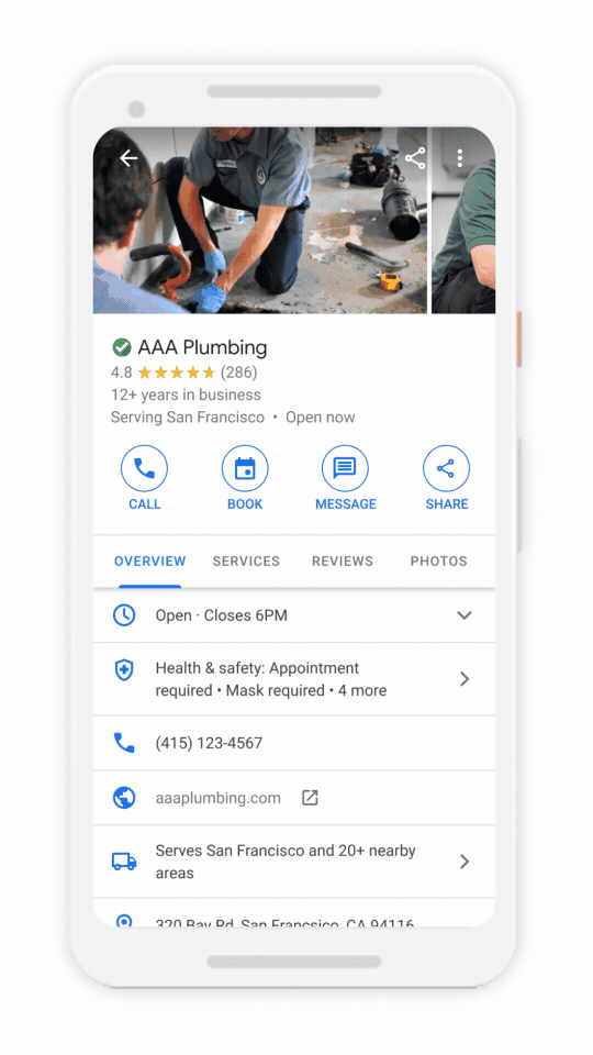 A motion image of the Local Service Ads app being used.